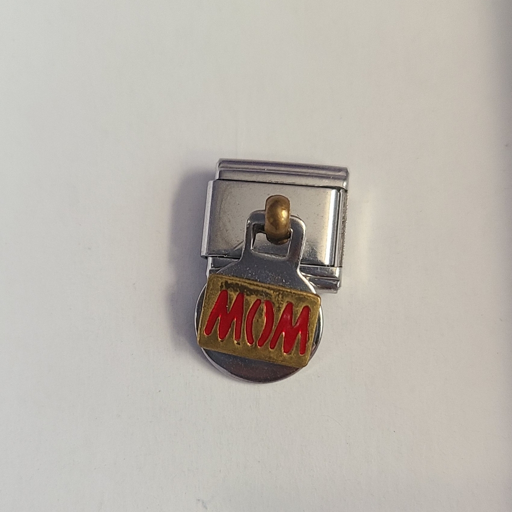 Silver and Gold 'MOM' Charm